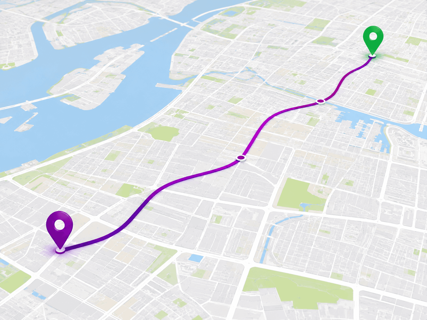Map showing an active delivery route